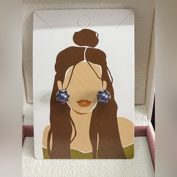 Pandora Jewelry - Pandora Retired Elegant Blue Pearl Stud Earrings Hard To Find